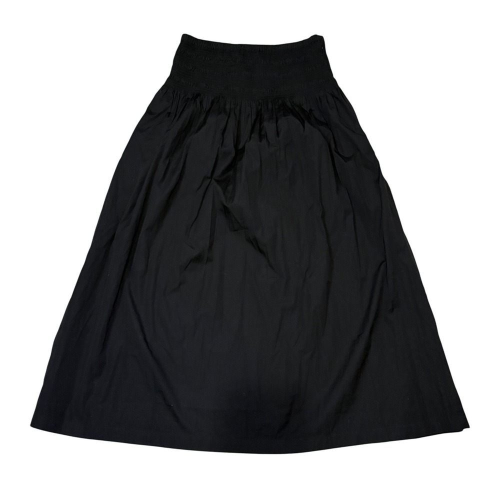 Madewell Skirt Womens Medium Black Smocked Waist Cotton Poplin Maxi A-Line NWT - Picture 3 of 9